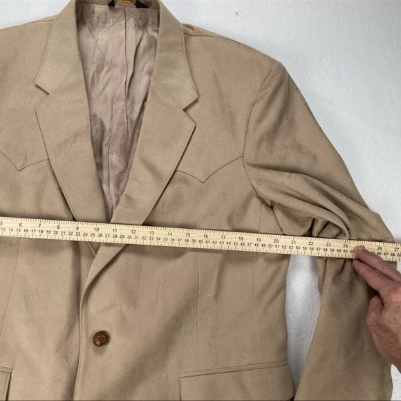 Vintage 70s Farah of Texas Blazer 44R Faux Suede Western Yoke Cowboy Rockabilly - Picture 7 of 12